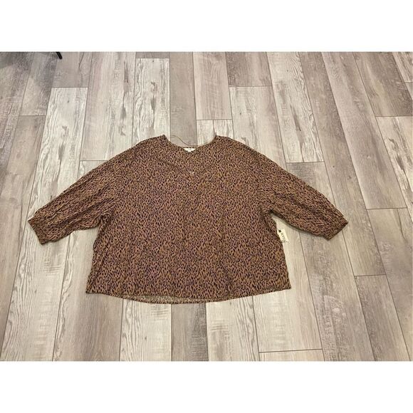 Terra & Sky plus size leopard blouse, size 2X - Picture 1 of 12